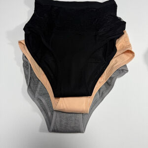 Women's Evella Leakproof Panties Size S Black Beige Gray